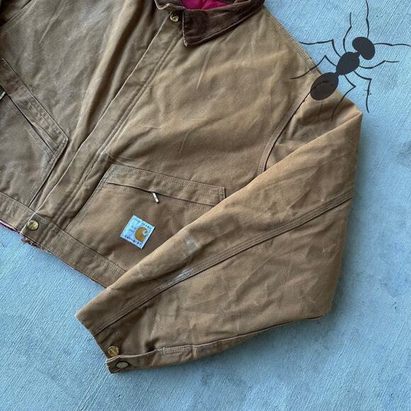 Vintage Y2K Carhartt brown cropped Detroit style work wear jacket - Picture 4 of 8